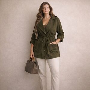 May & July Olive Utility Jacket – Deep Olive Green – Size 3X